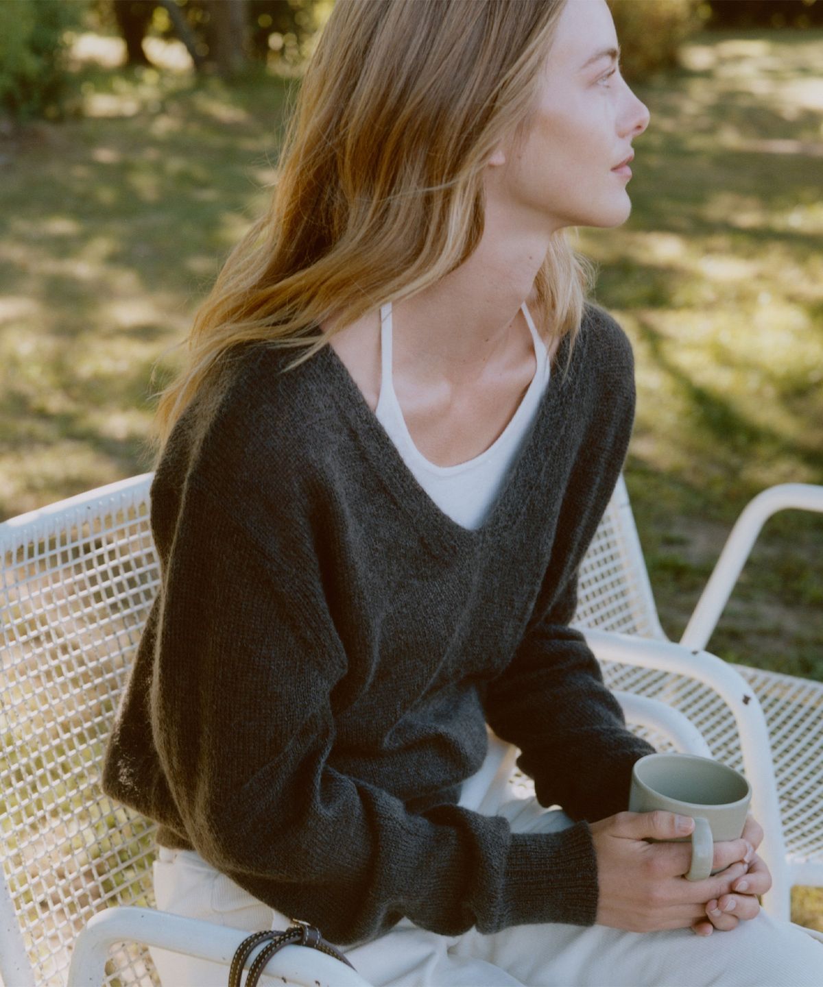 폴뉴아(FOLNUA) DOSE V NECK KNIT (BROWN)