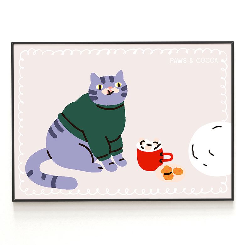 홀리데이 리본트리 포스터액자 30종 - C106 Paws & Cocoa