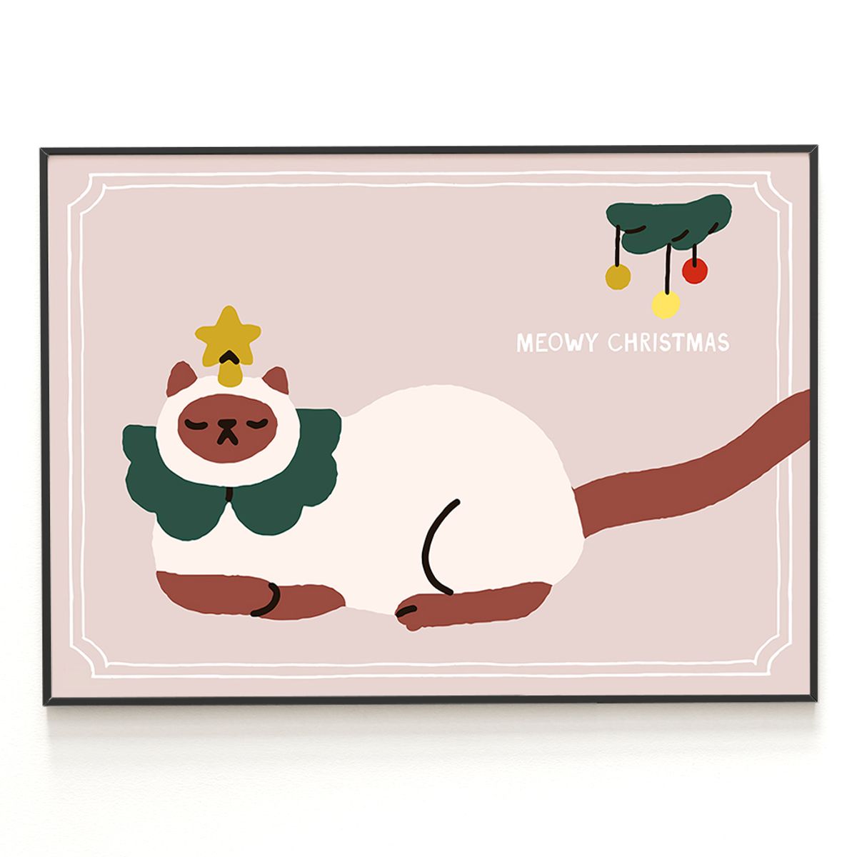 아트밀(ARTMILL) 홀리데이 리본트리 포스터액자 30종 - C104 Meowy Christmas