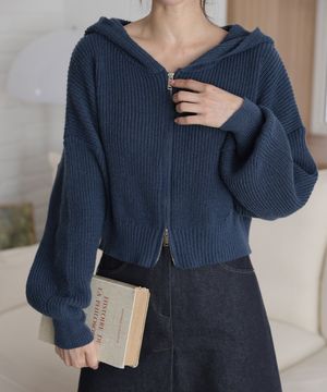 투웨이 후드 집업 골지 긴팔 니트 가디건 8COLOR