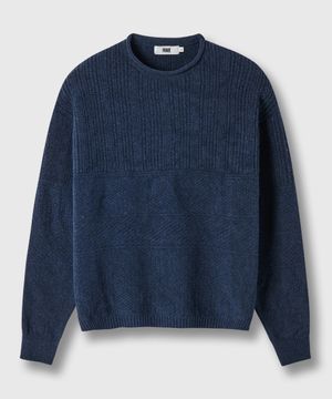 크레마 롤넥 스웨터 - 네이비