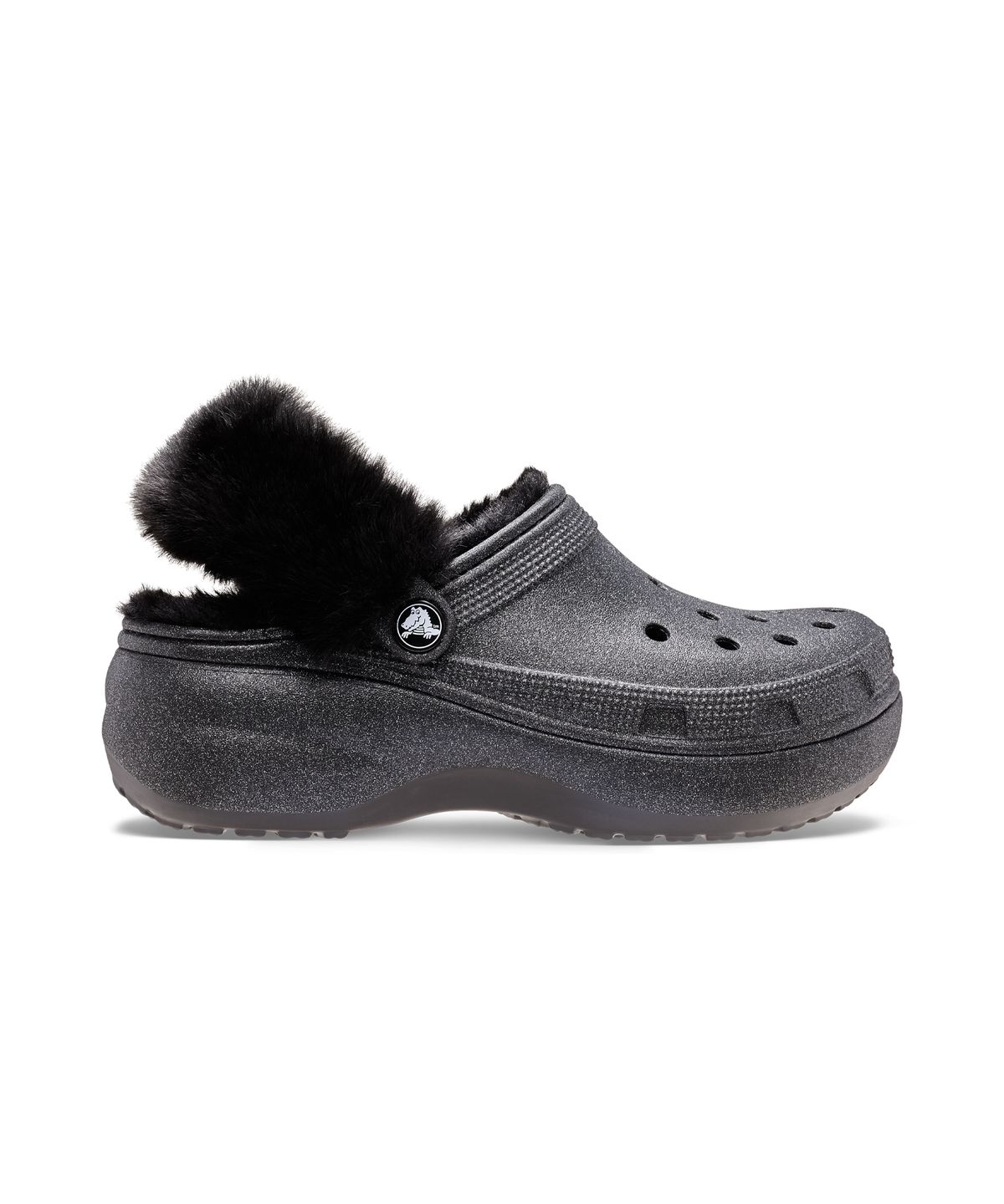 크록스(CROCS) 클래식 플랫폼 라이드 글리터 클로그 - 블랙 / 211922-001