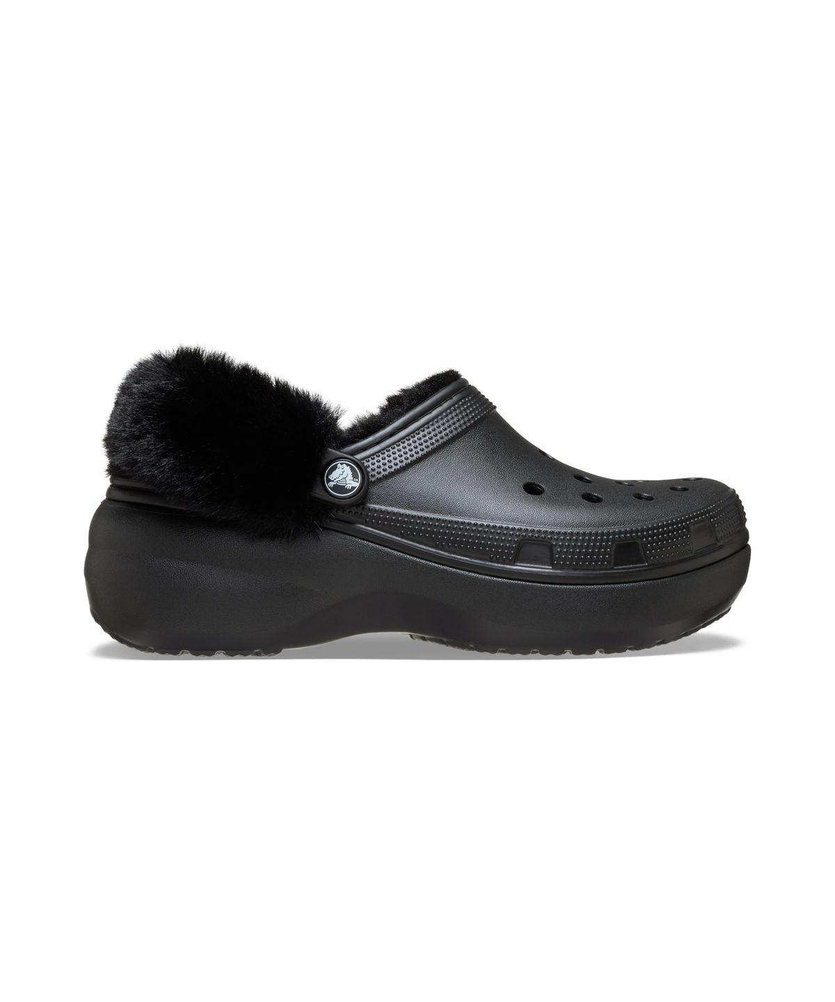 크록스(CROCS) 클래식 플랫폼 퍼즈 라인드 클로그 - 블랙 / 212854-001