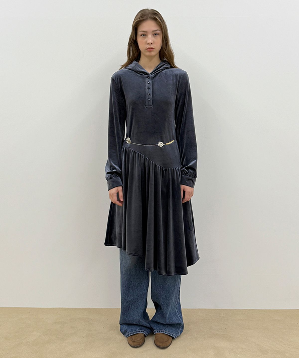 시눈(SINOON) SN Fluid Velvet Dress (Navy)