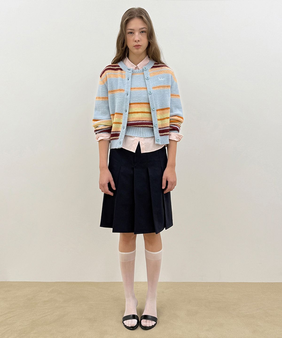 시눈(SINOON) Sinoon Pleated Midi Skirt (Navy)