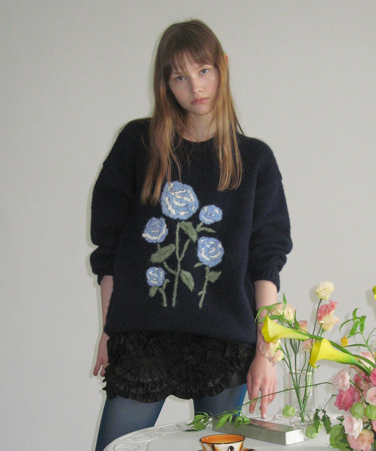 시눈(SINOON) Rose Garden Pullover Knit (Navy)