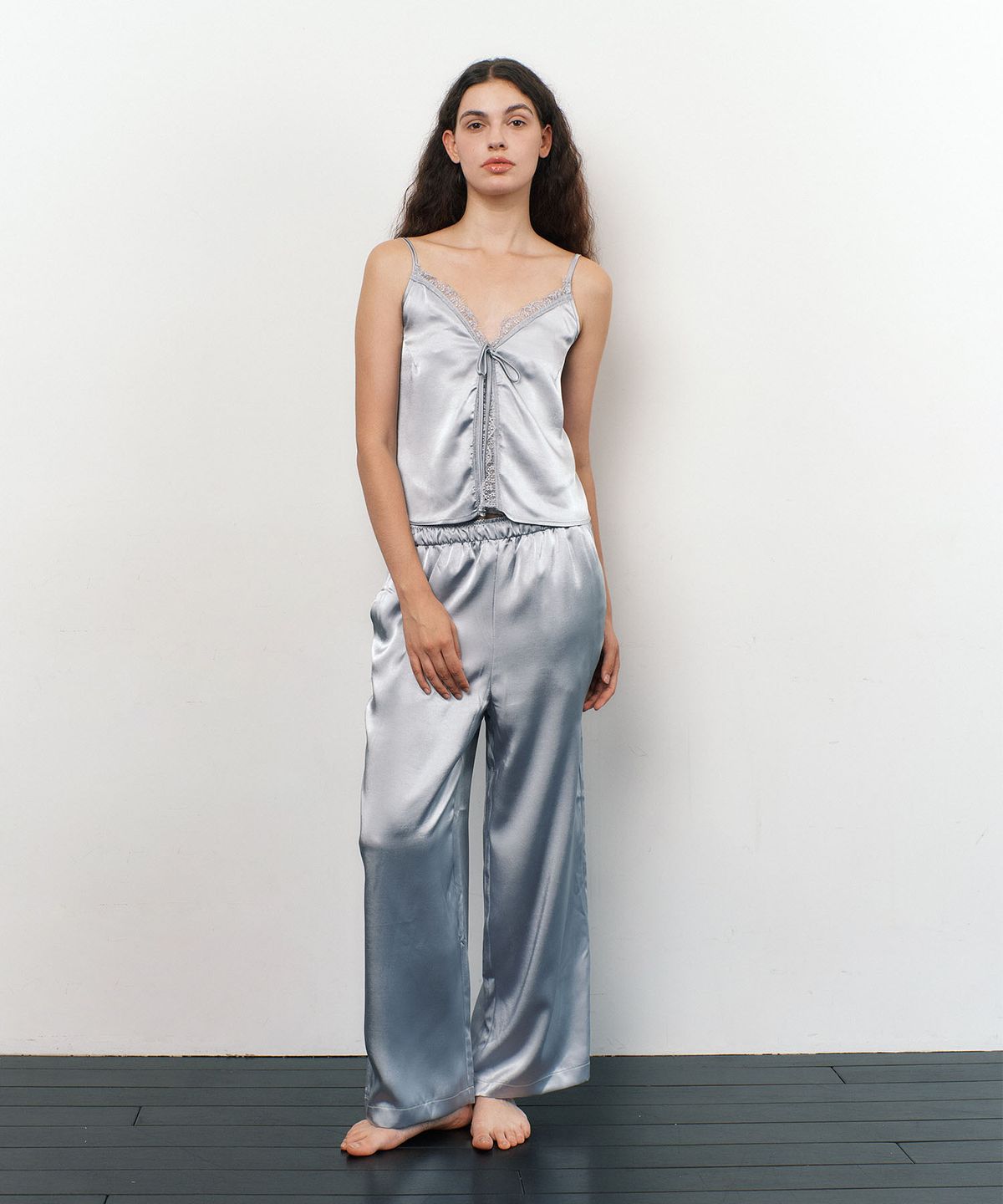 아템포(ATEMPO) LACE SLIP PAJAMA SET / silver blue
