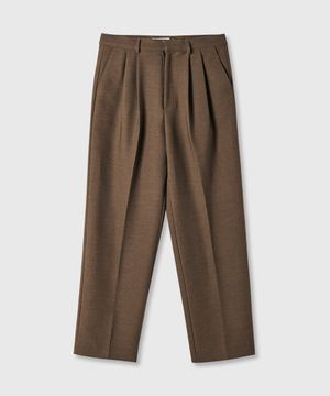 테이퍼드 투턱 슬랙스 – 카키 브라운