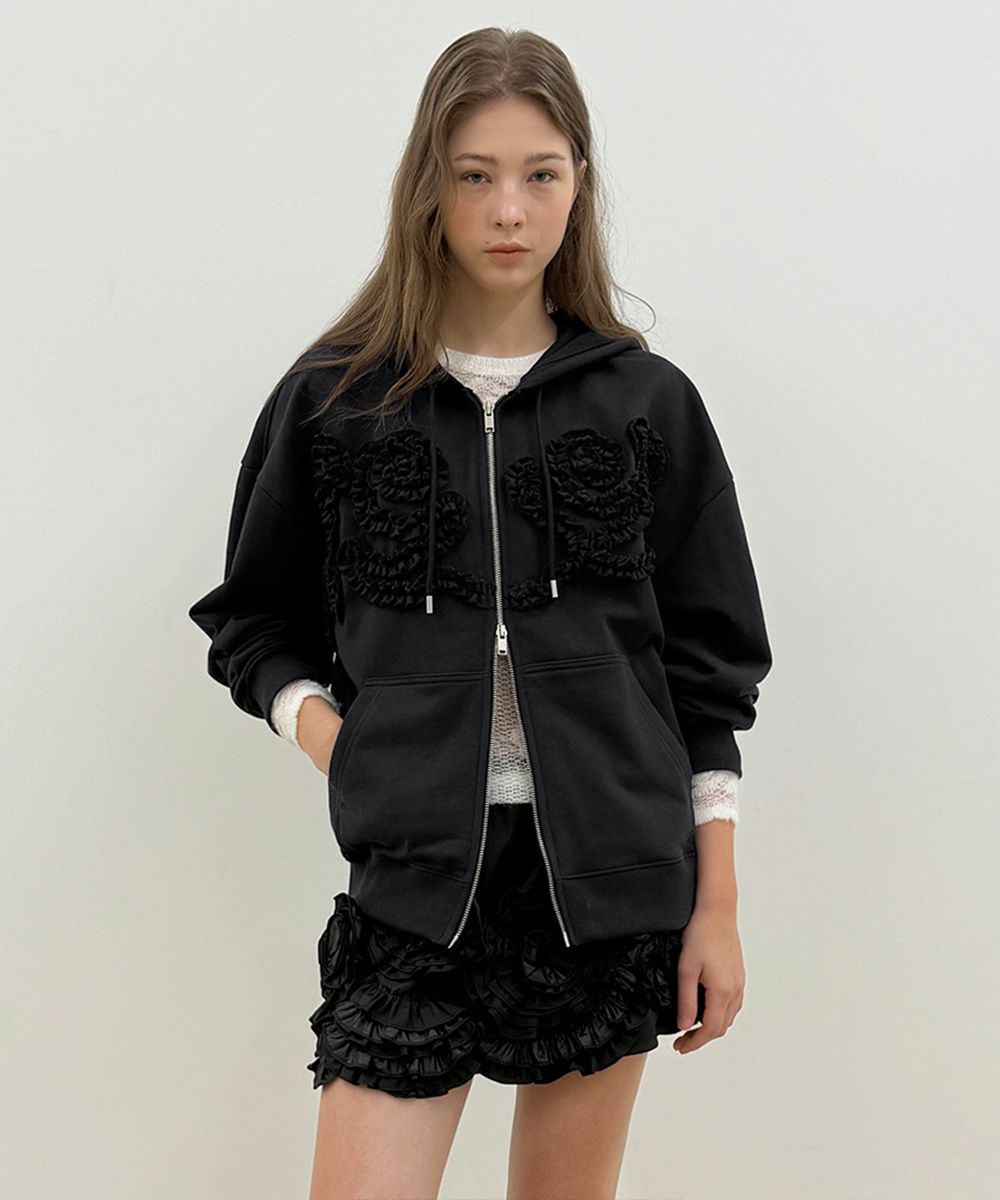 【Blue】SINOON Rose Frill Hoodie Zipup SINOON ｜시눈 공식 온라인 스토어