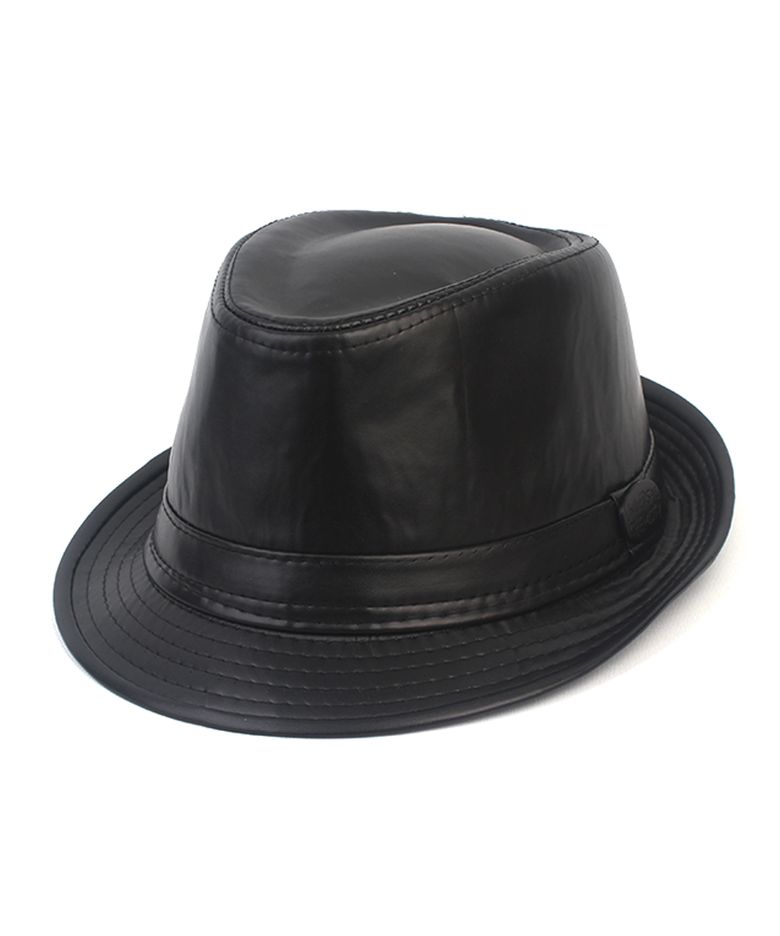 BU Leather Black Fedora 페도라