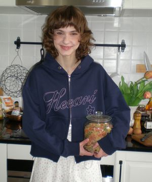 히어리 로고 스티치 집업 후디_네이비