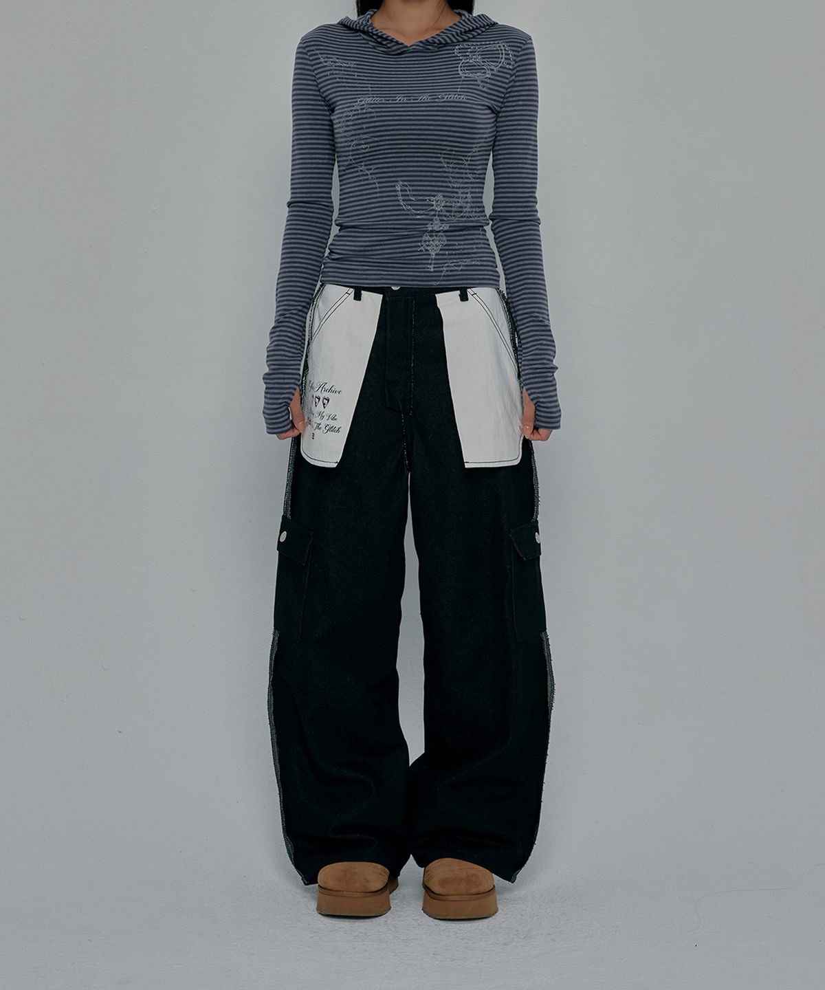 길라아카이브(GILAARCHIVE) REVERSE STITCHED CARGO PANTS_BLACK
