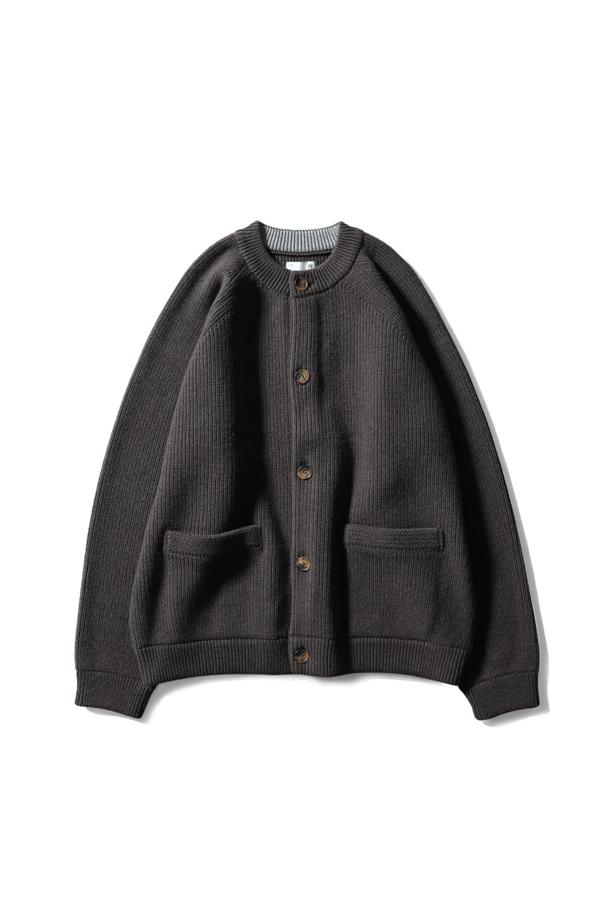 홀리선(HORLISUN) Annette Superfine Wool Heavy Rib Knit Cardigan Spain Olive