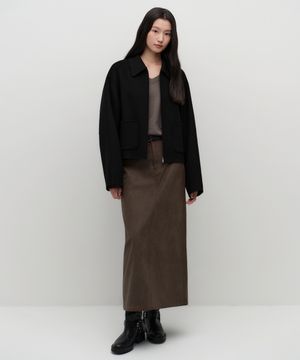 우먼즈 캐시미어 블랜드 핸드메이드 집업 재킷 [블랙]