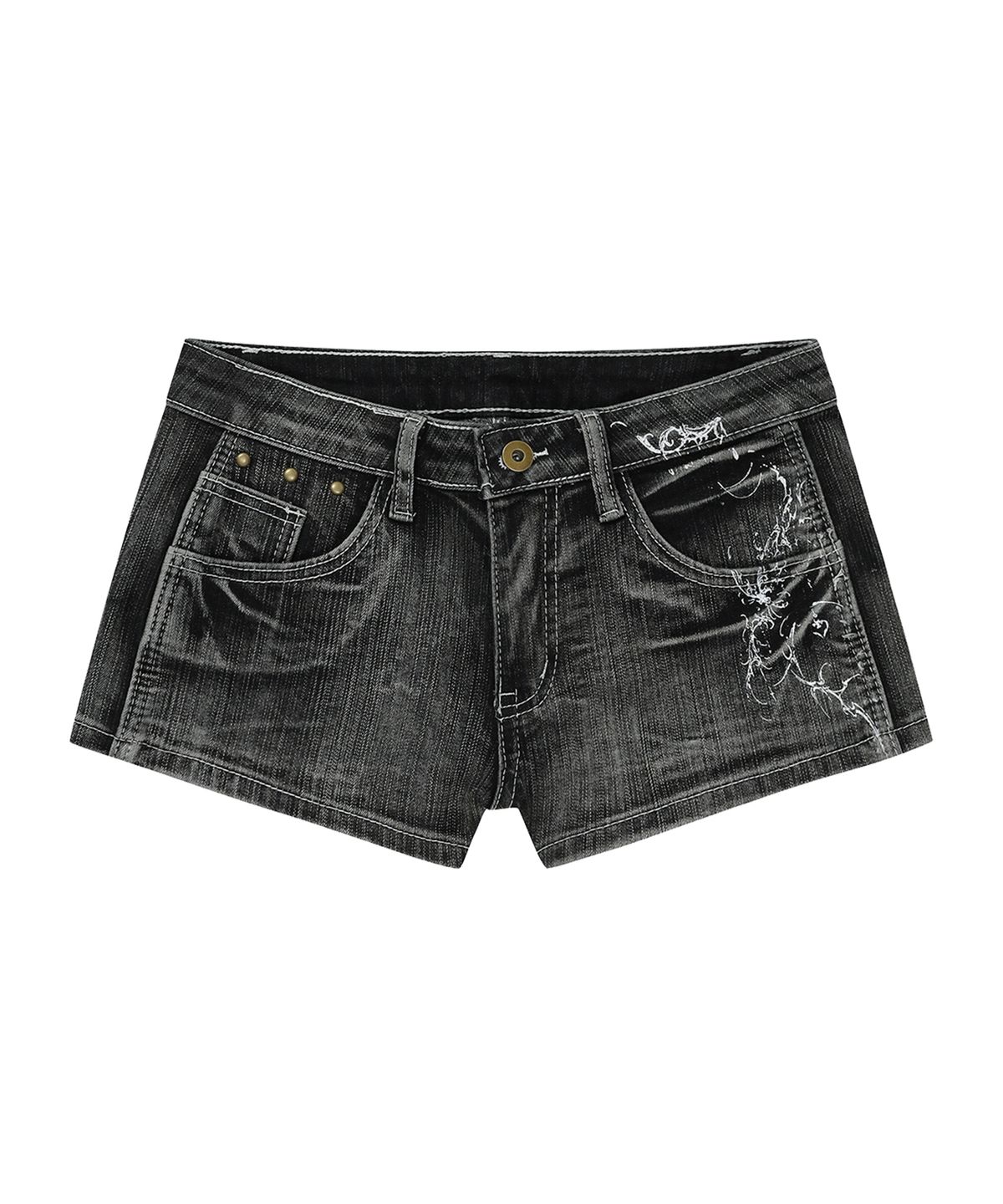 길라아카이브(GILAARCHIVE) TATTOOED GRAPHIC DENIM SHORTS_GREY