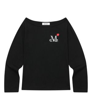 러브릿츠 미니 하트 로고 원 숄더 긴팔 티 (2컬러)