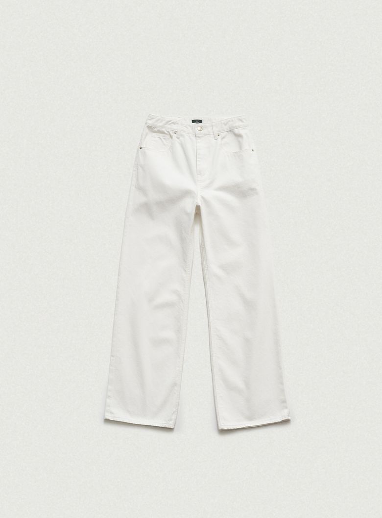 Léa Slub Denim Pants_White
