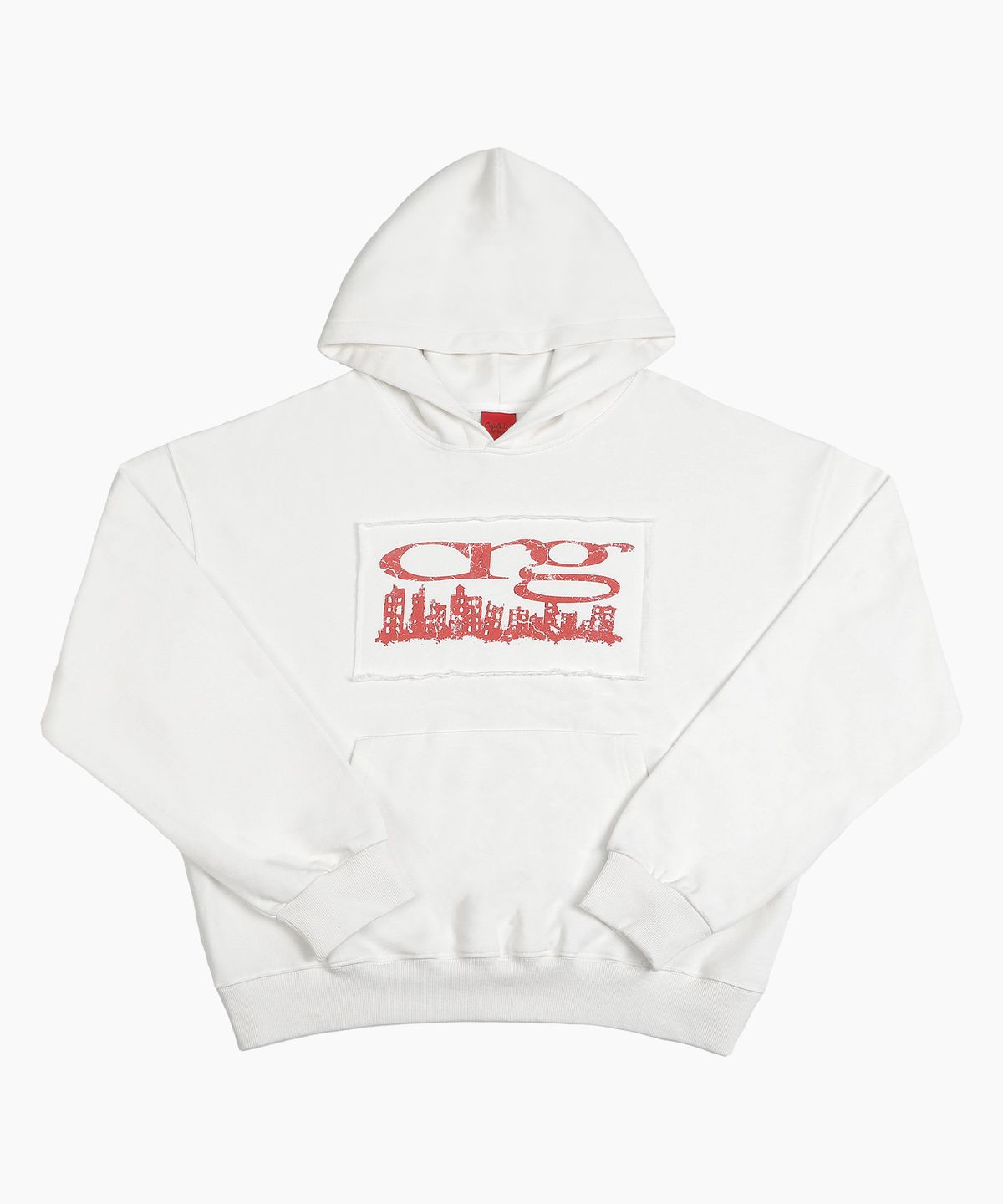 크리건(CRIGUN) CITY LOGO CUT OFF HOODIE WHITE