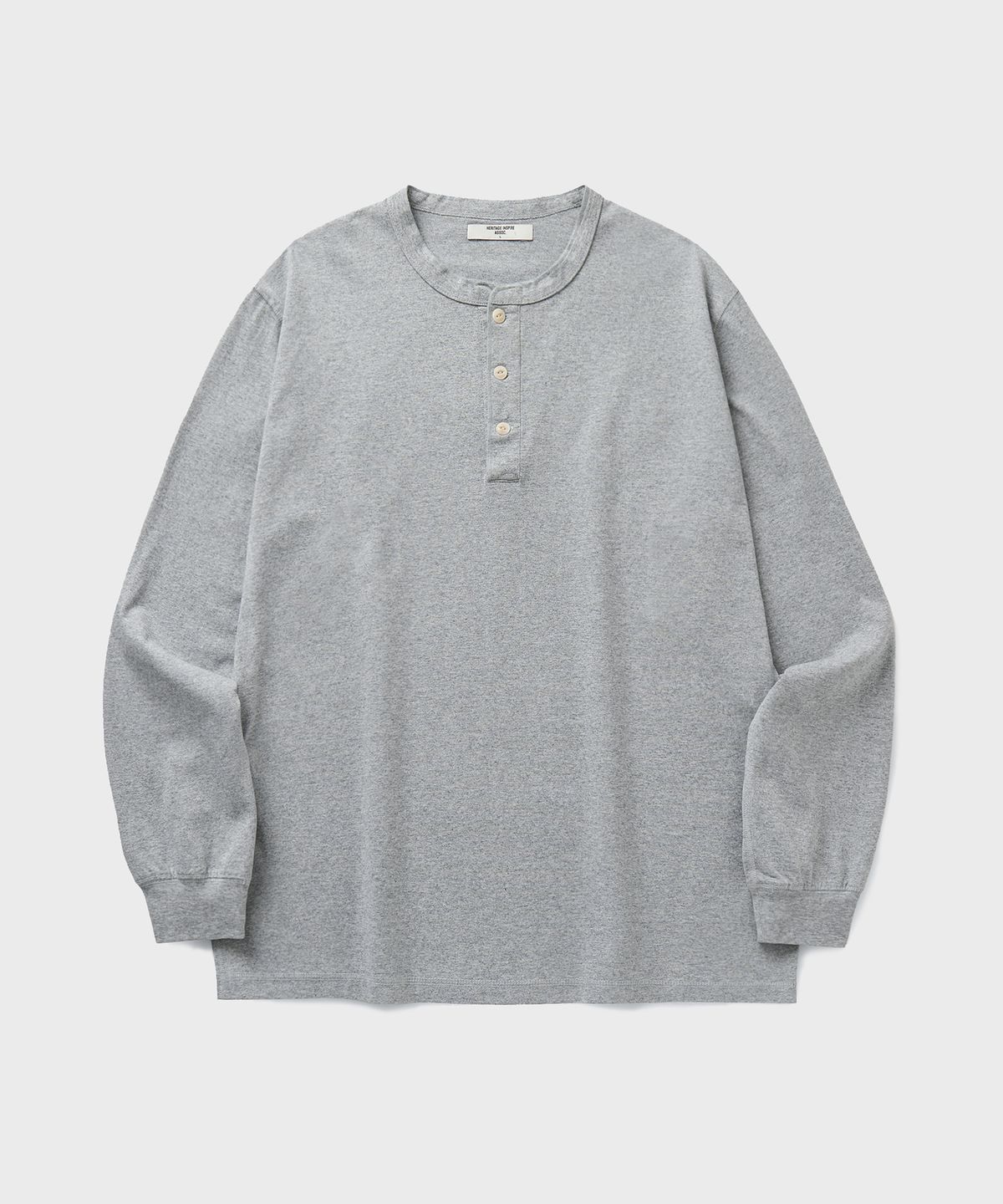 유니온블루(UNION BLUE) CRAFT HENLEY L/S T-SHIRT [MELANGE GRAY]