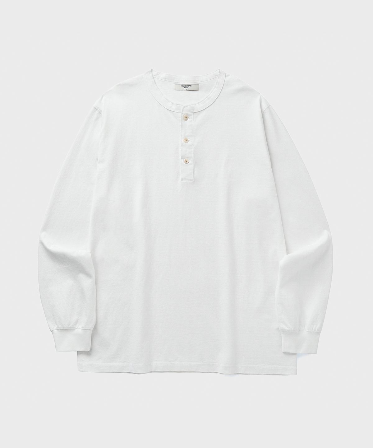 유니온블루(UNION BLUE) CRAFT HENLEY L/S T-SHIRT [OFF WHITE]