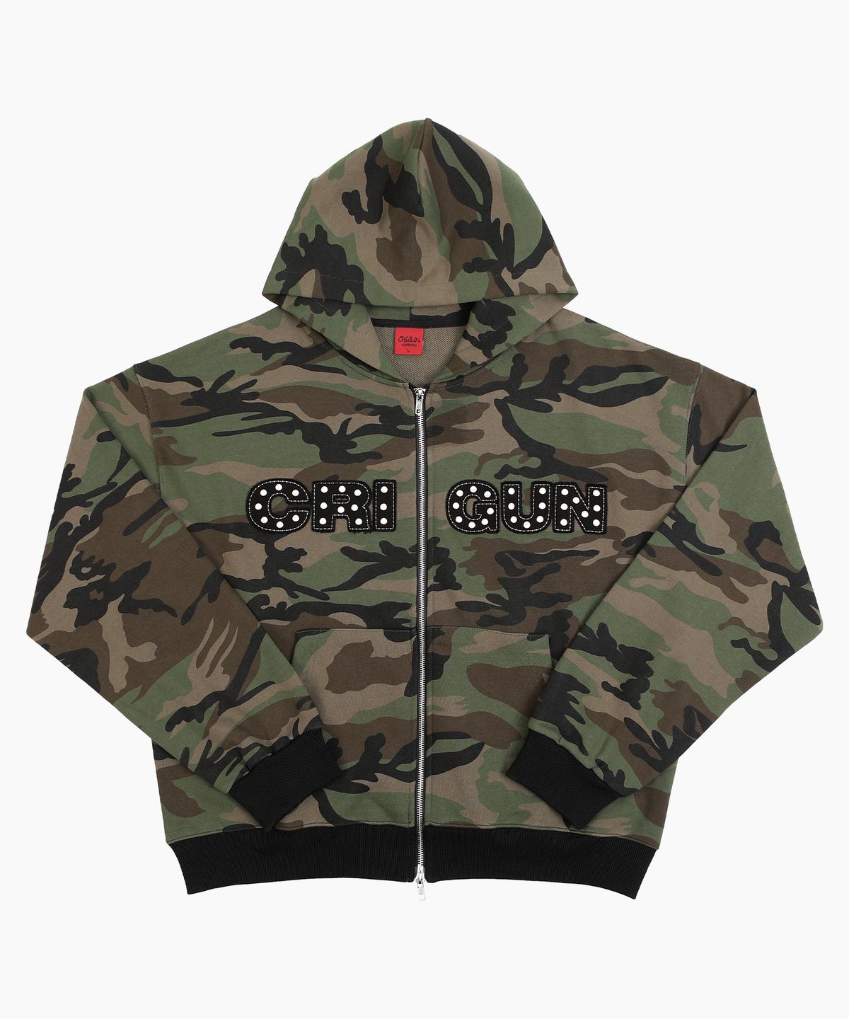 크리건(CRIGUN) APPLIQUE RIVET ZIP UP HOODIE CAMO