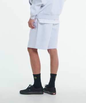 [L~4XL] 시그니처 빅사이즈 와이드 스웨트 하프팬츠_화이트