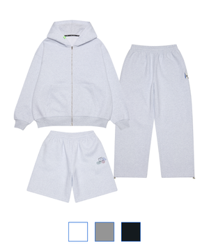 [3PIECE][L~4XL] 시그니처 빅사이즈 2WAY 후드집업 셋업