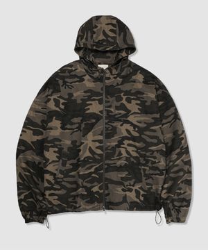 코튼 카모 투웨이 후드 집업 (블랙