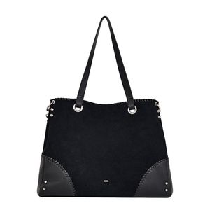 Two-way Suede Boston Bag_Black