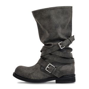 Slouchy Long Strap Boots_Dusty Grey