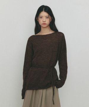 ALPACA BELTED KNIT(BR)
