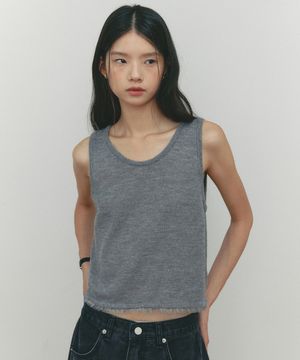 FRILLY WOOL SLEEVELESS KNIT(GR)