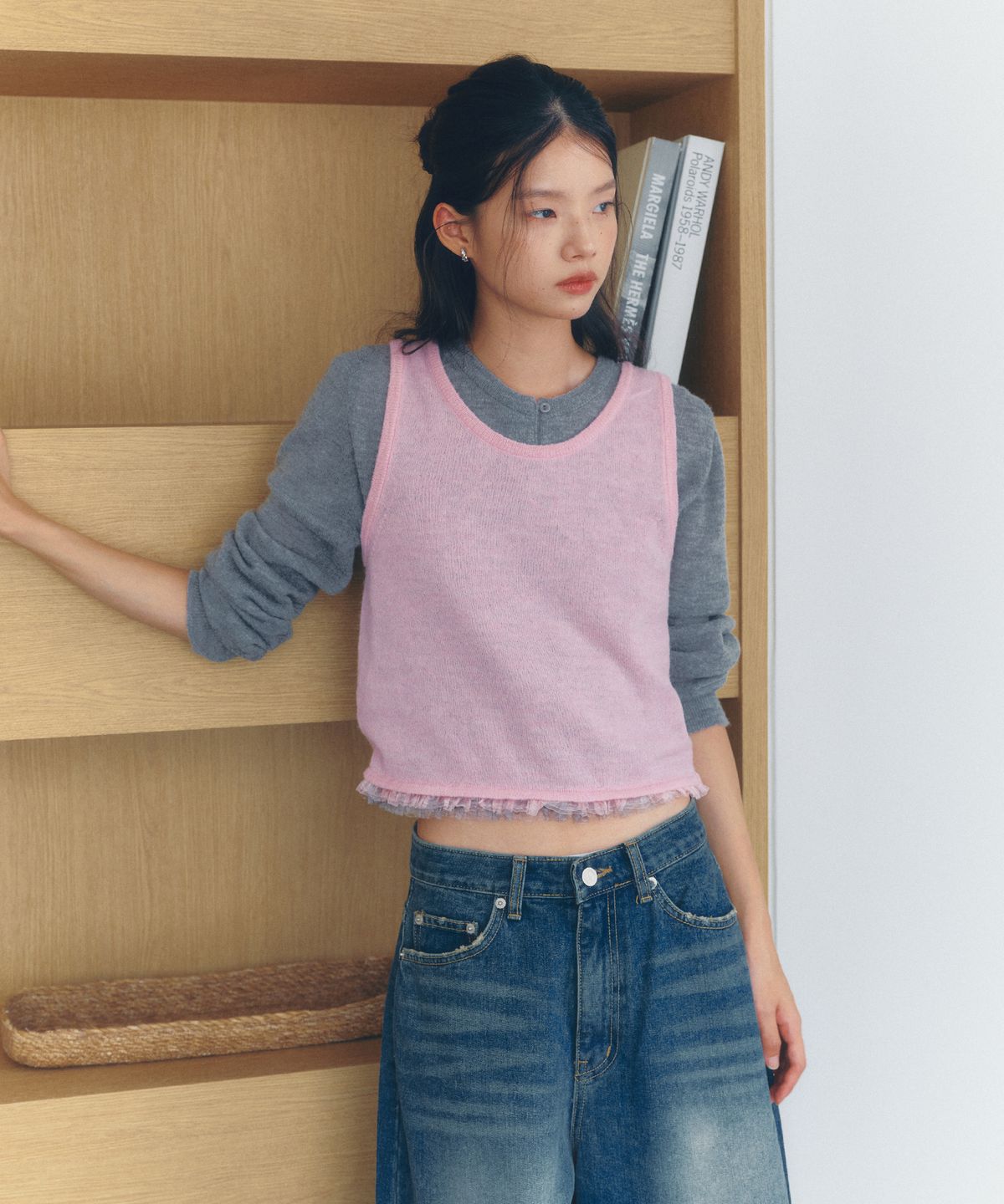 쎄미(SSEMI) FRILLY WOOL SLEEVELESS KNIT(PK)
