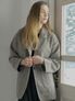 Check Herringbone Oversize Jacket - LIGHT GREY