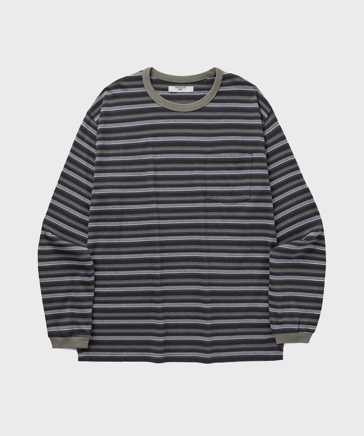 유니온블루(UNION BLUE) WASHED BORDER L/S T-SHIRT [CASHEW NUT]