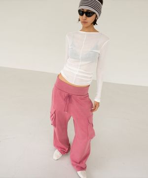 FOLDOVER CARGO PANTS DEEP PINK