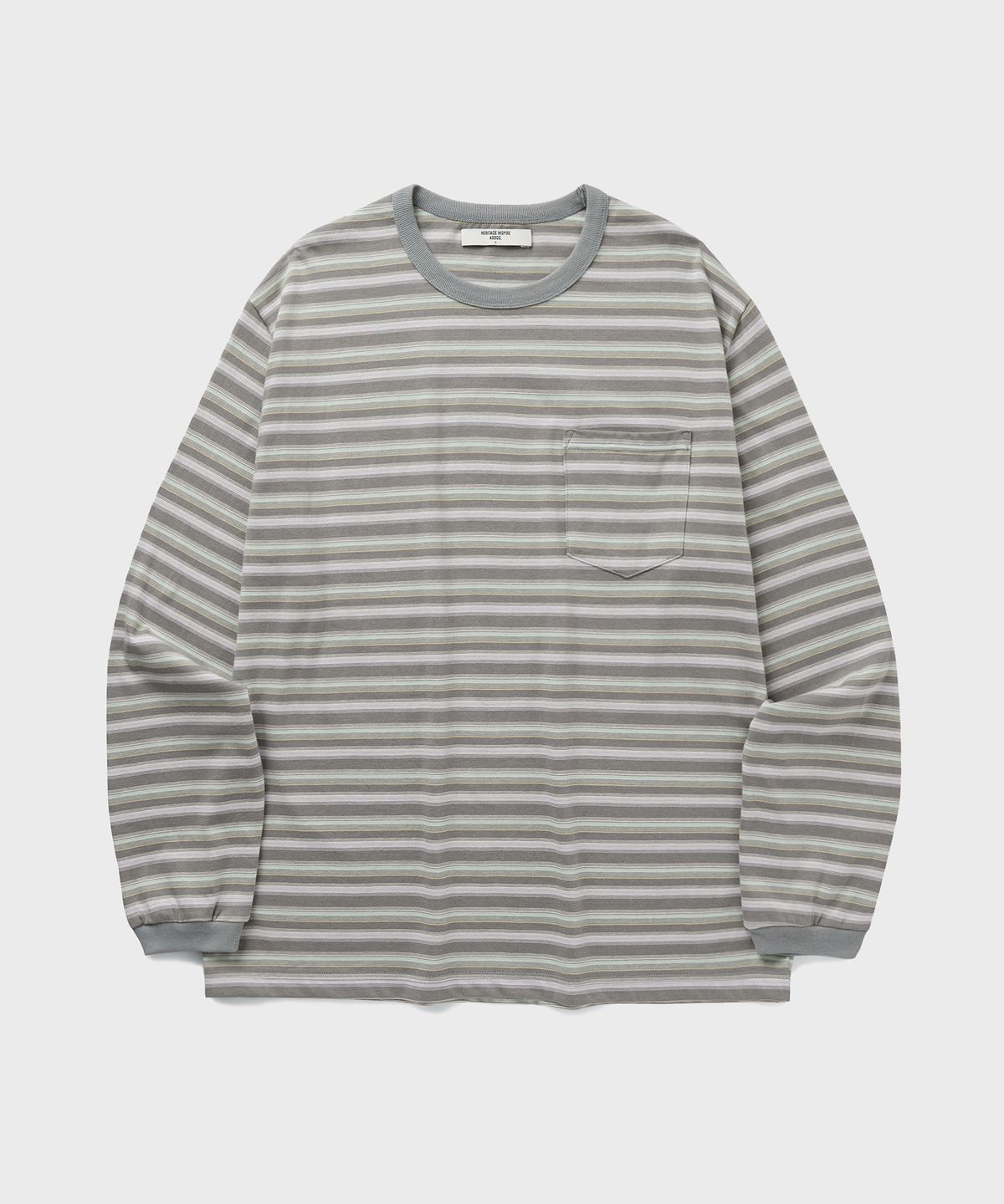 유니온블루(UNION BLUE) WASHED BORDER L/S T-SHIRT [PISTACHIO]