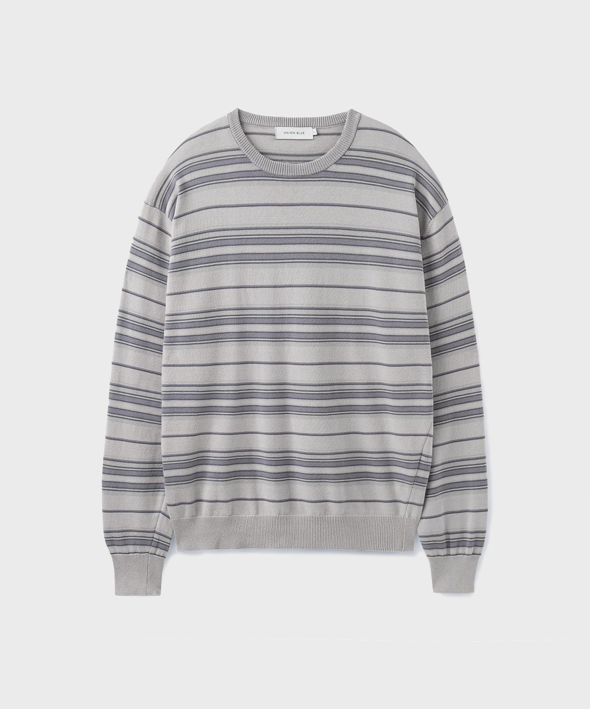 유니온블루(UNION BLUE) MUTED STRIPE CREWNECK KNIT [IRISH GRAY]