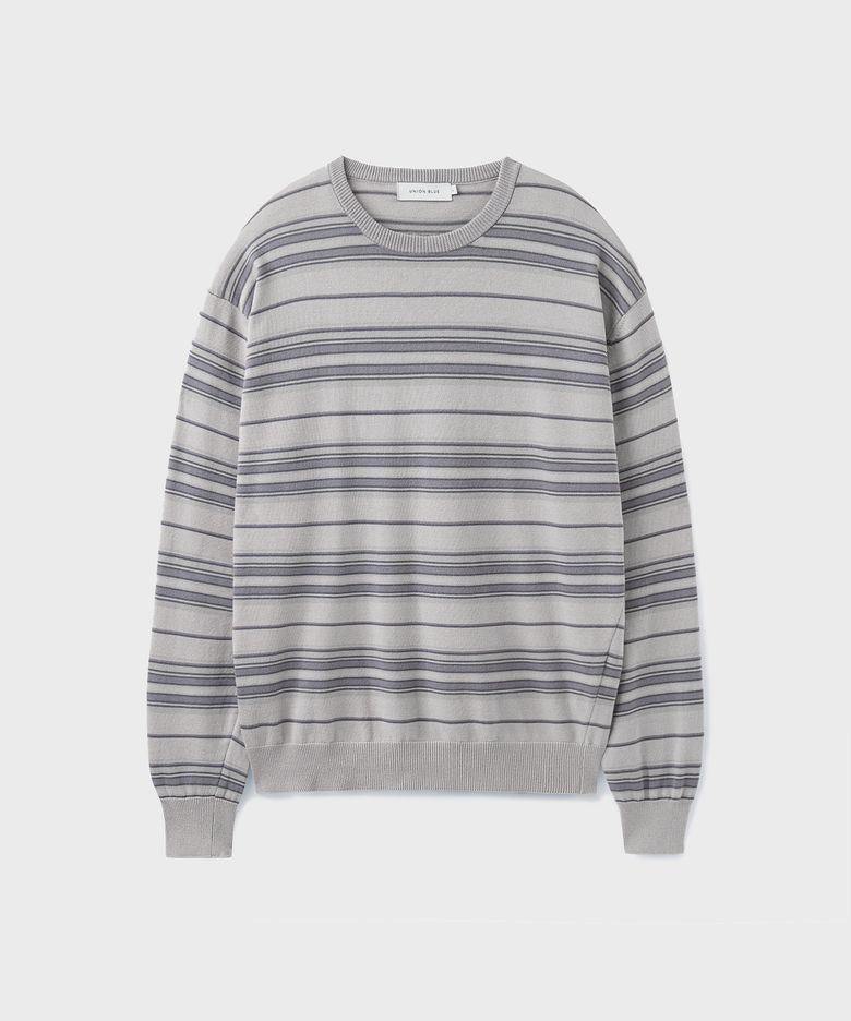 MUTED STRIPE CREWNECK KNIT [IRISH GRAY]