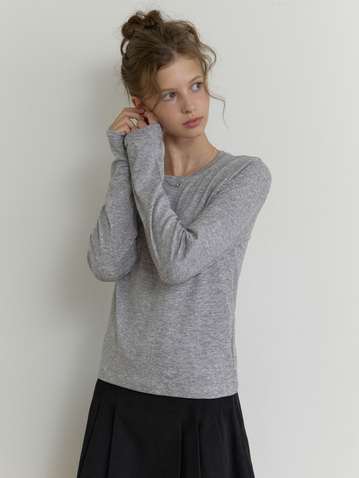 더미튼(THEMITTEN) Oli layered t-shirt (gray)
