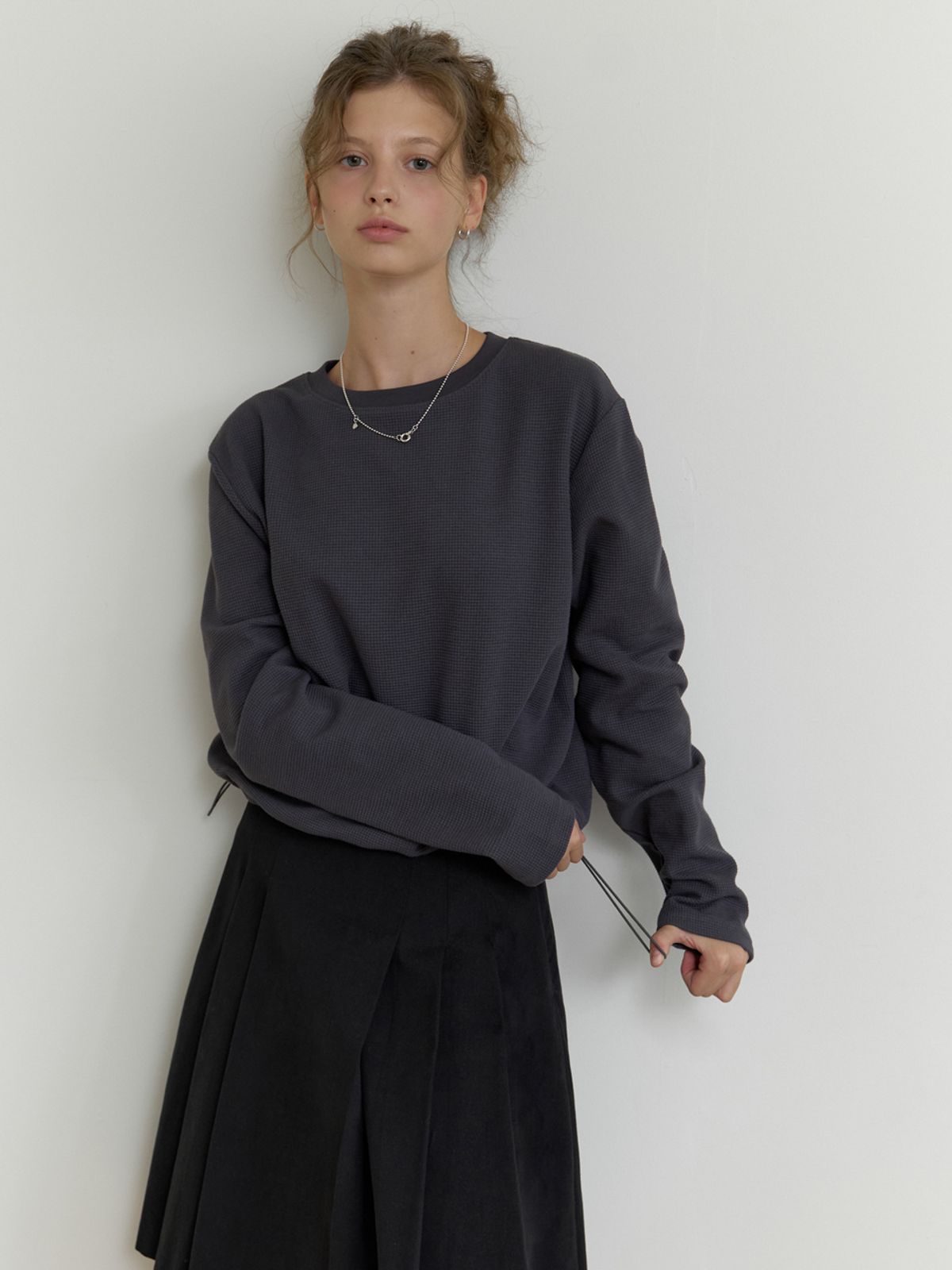 더미튼(THEMITTEN) Bube waffle t-shirt (charcoal)