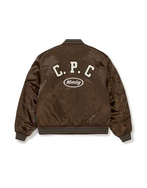 [Mmlg] CPC SATIN VARSITY JACKET (BROWN)