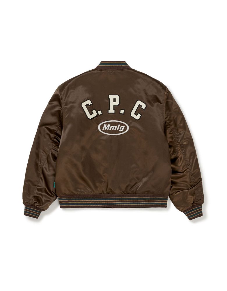[Mmlg] CPC SATIN VARSITY JACKET (BROWN)