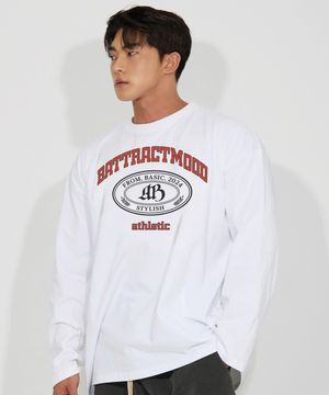 스타일리쉬 원형 로고 롱 슬리브 화이트