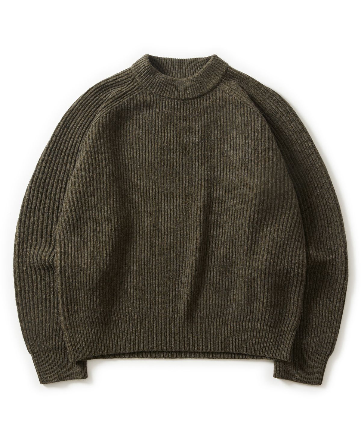 에스파이(ESFAI) 2 TONE CREW NECK KNIT (OLIVE)