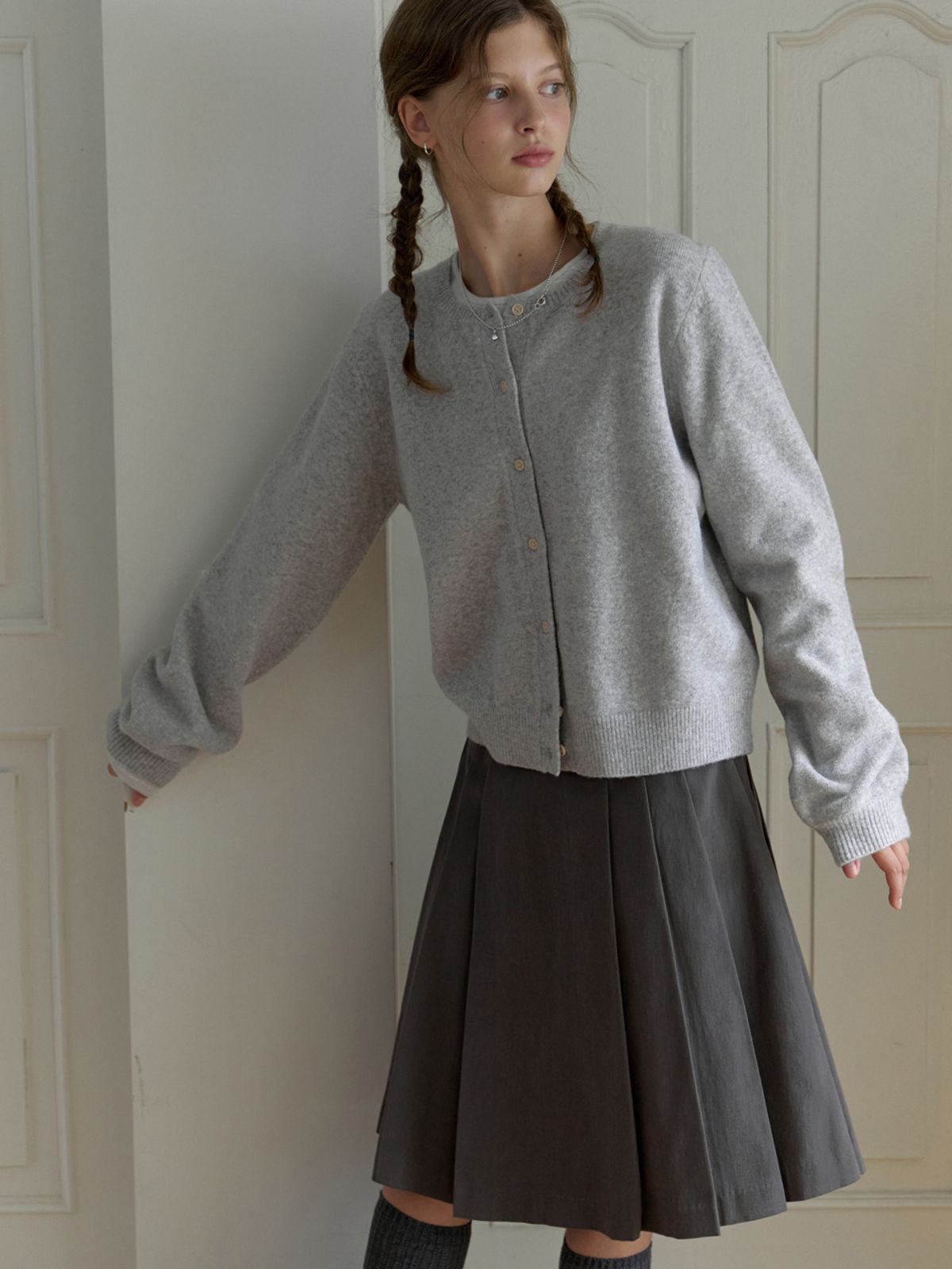 더미튼(THEMITTEN) Bree round cardigan (melange gray)