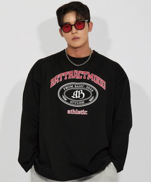 스타일리쉬 원형 로고 롱 슬리브 블랙