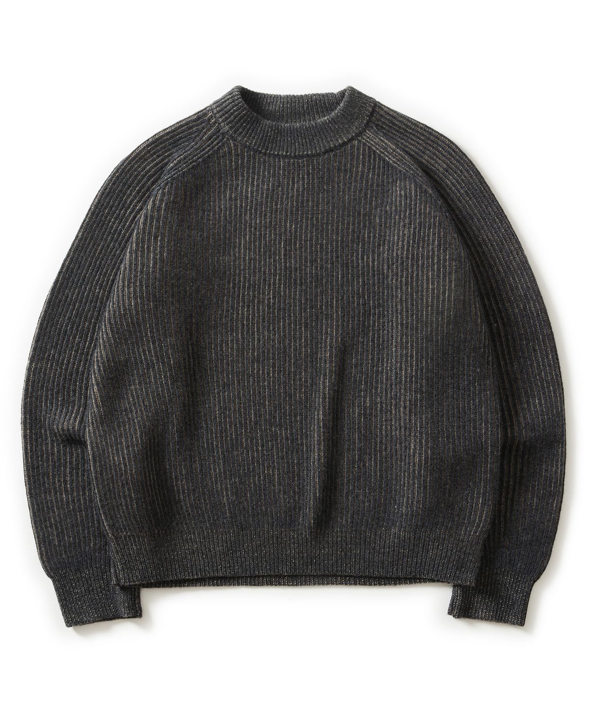 에스파이(ESFAI) 2 TONE CREW NECK KNIT (CHARCOAL)