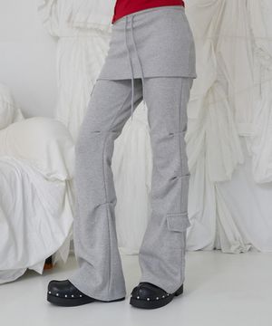 Bootcut Skirt Pants Melange Gray