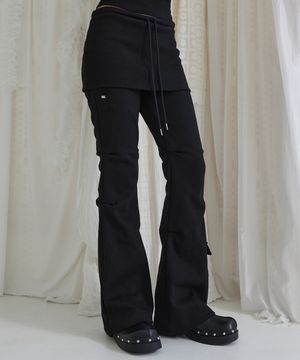 Bootcut Skirt Pants Black